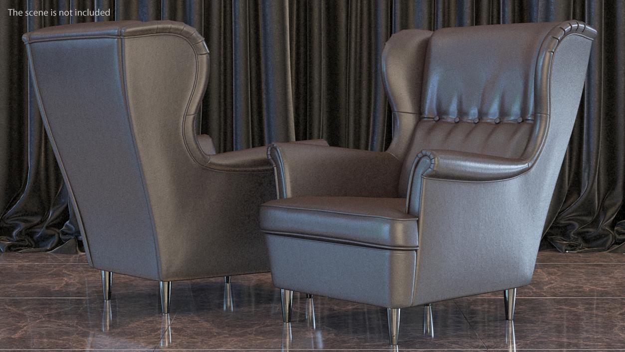 3D Leather Strandmon Wing Chair model