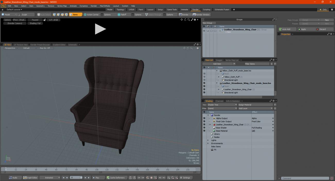 3D Leather Strandmon Wing Chair model