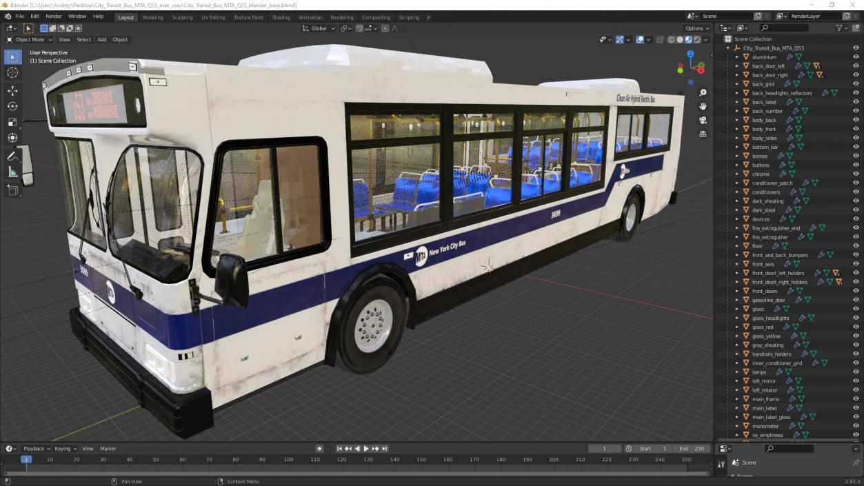 City Transit Bus MTA Q53 3D model