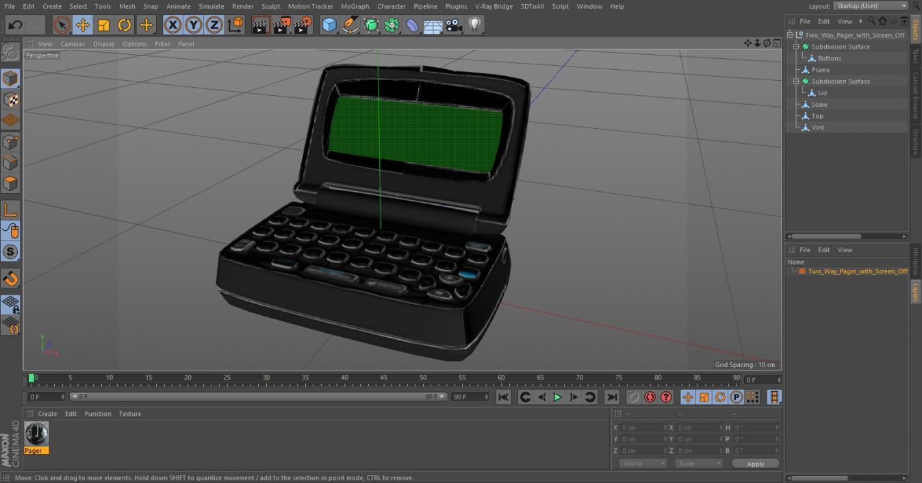 Two-Way Pager with Screen Off 3D model