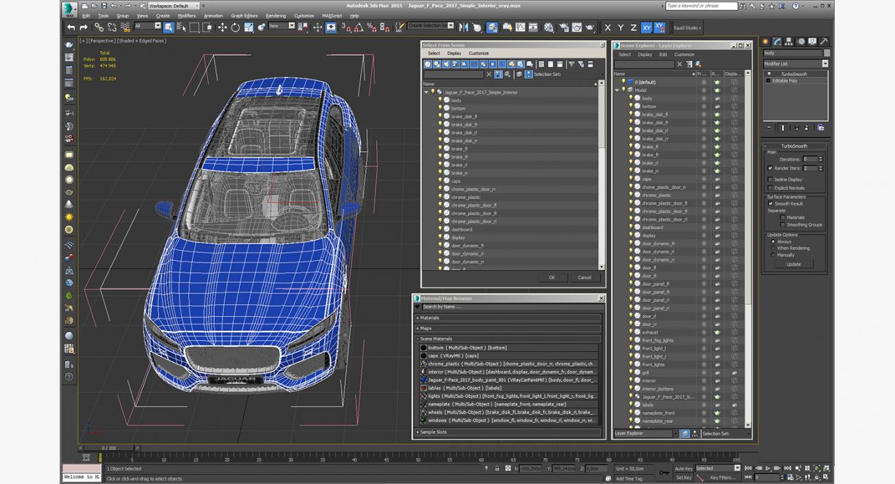 Jaguar F-Pace 2017 Simple Interior 3D model