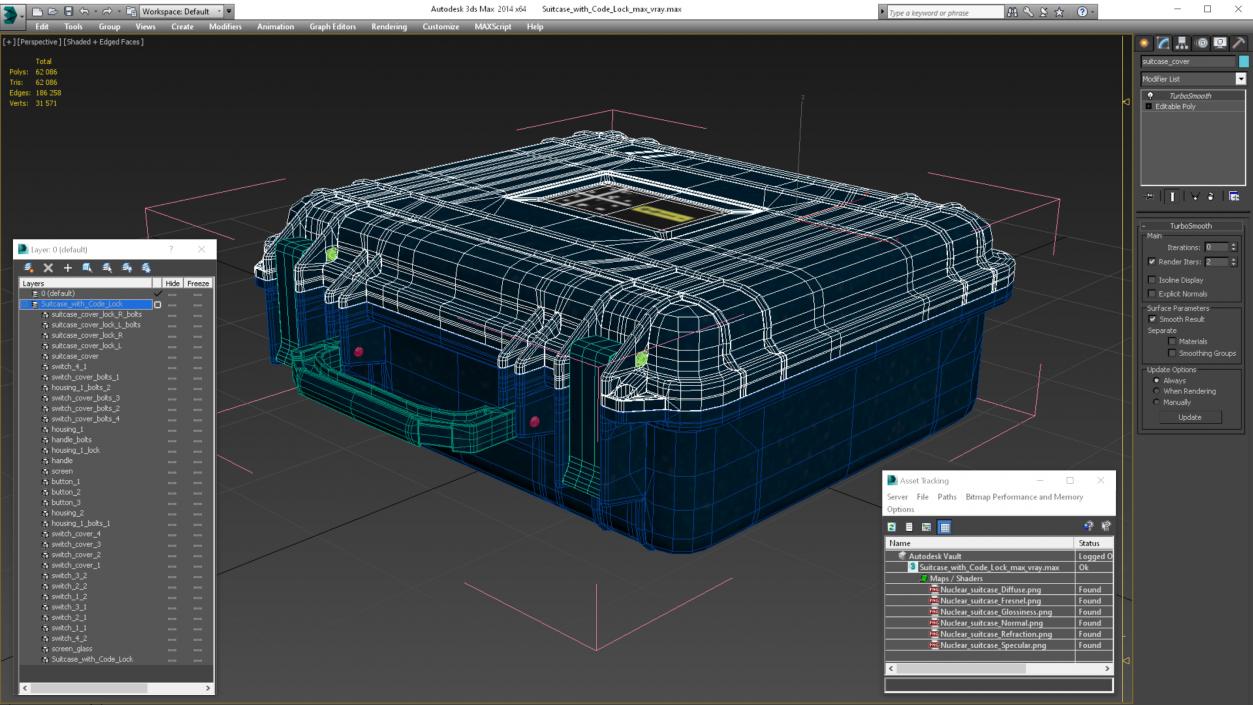 3D Suitcase with Code Lock model