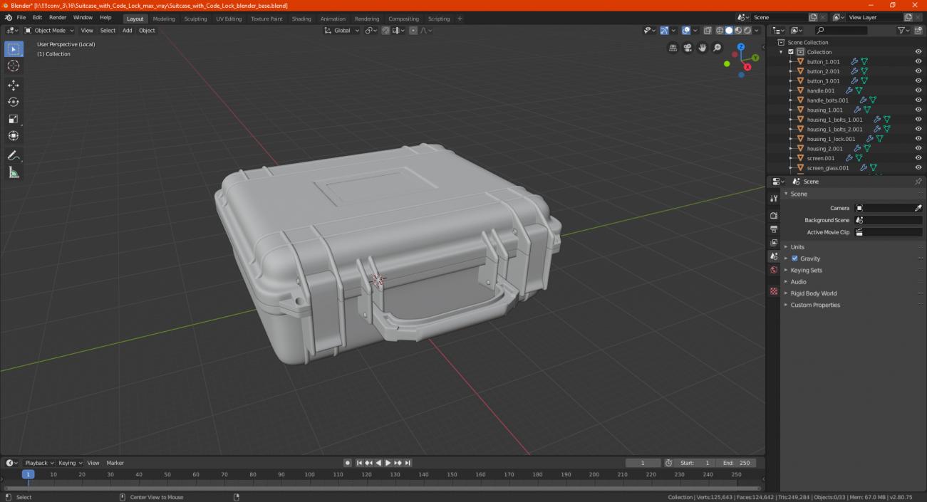 3D Suitcase with Code Lock model