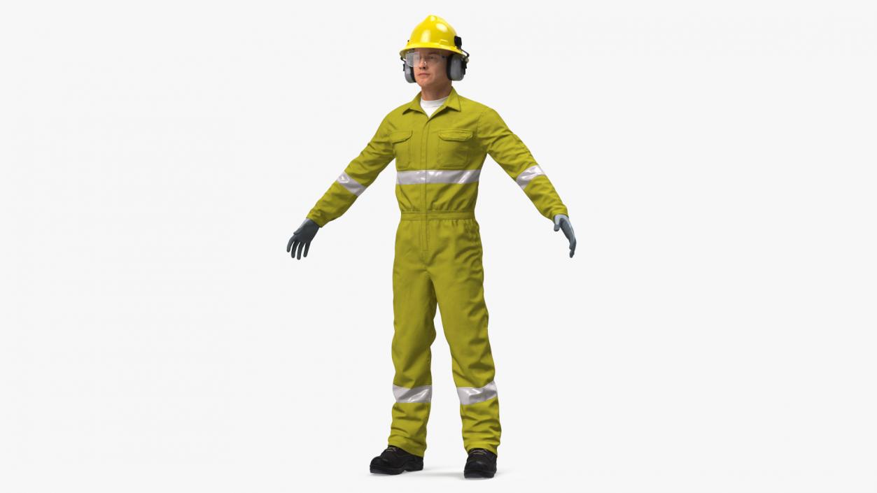 3D Gas Worker Fully Equipped Neutral Pose model