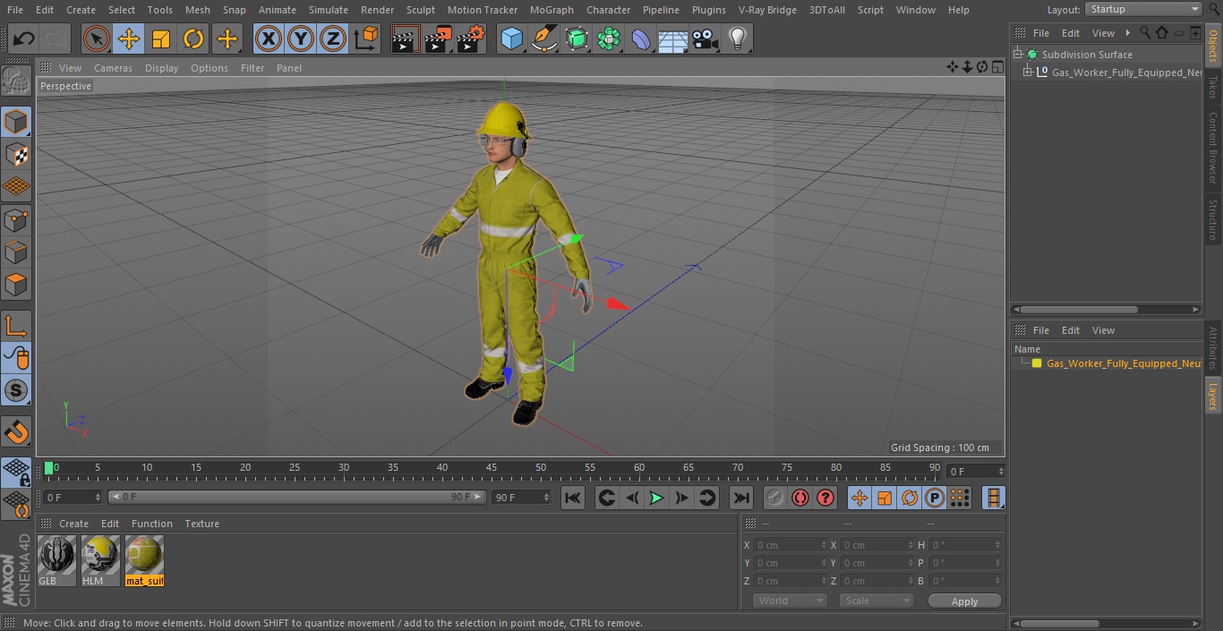 3D Gas Worker Fully Equipped Neutral Pose model