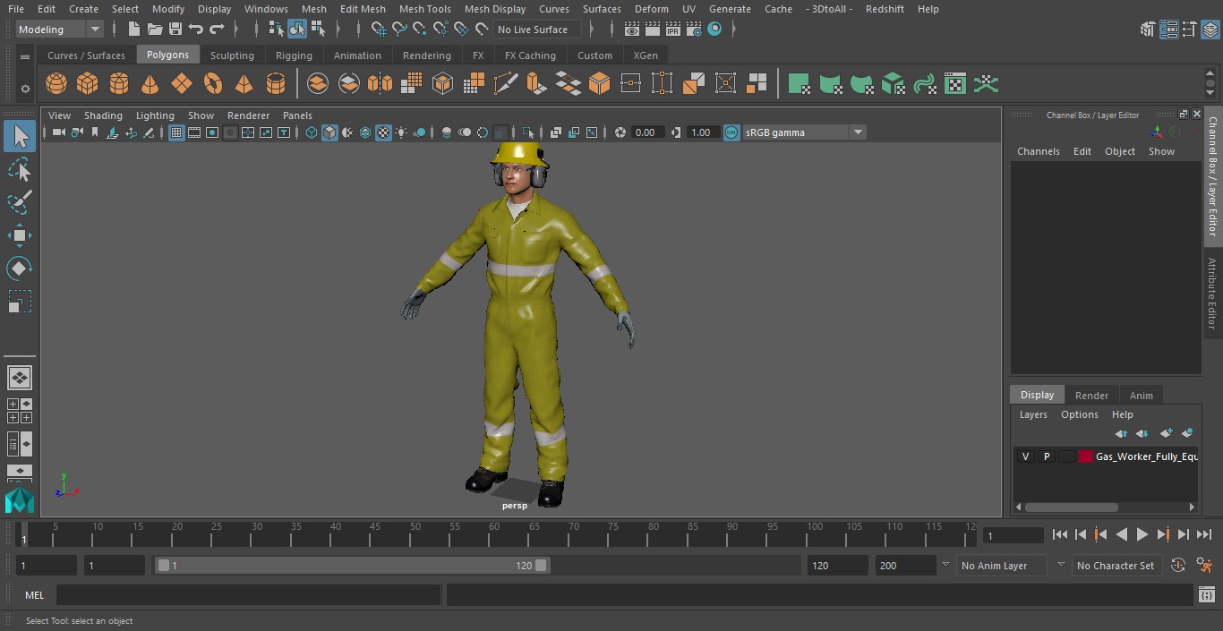 3D Gas Worker Fully Equipped Neutral Pose model