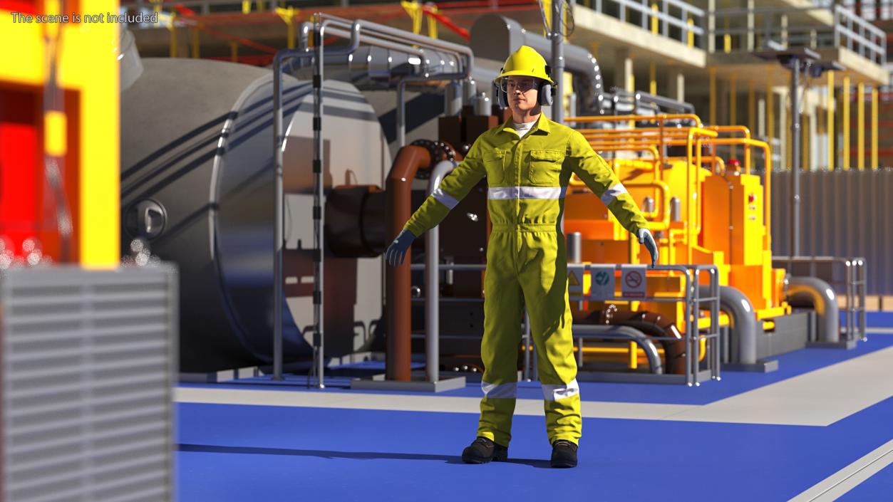 3D Gas Worker Fully Equipped Neutral Pose model