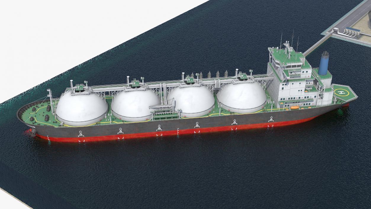 3D LNG Export Terminal with Gas Carrier Ship