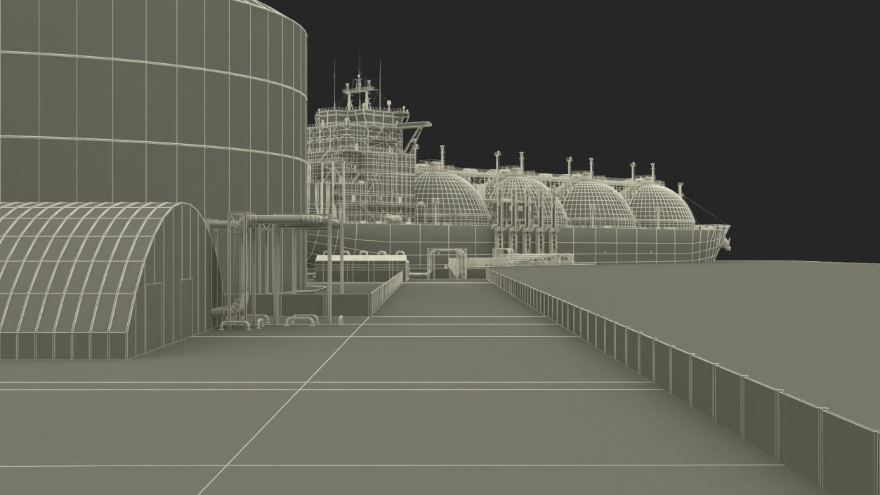 3D LNG Export Terminal with Gas Carrier Ship