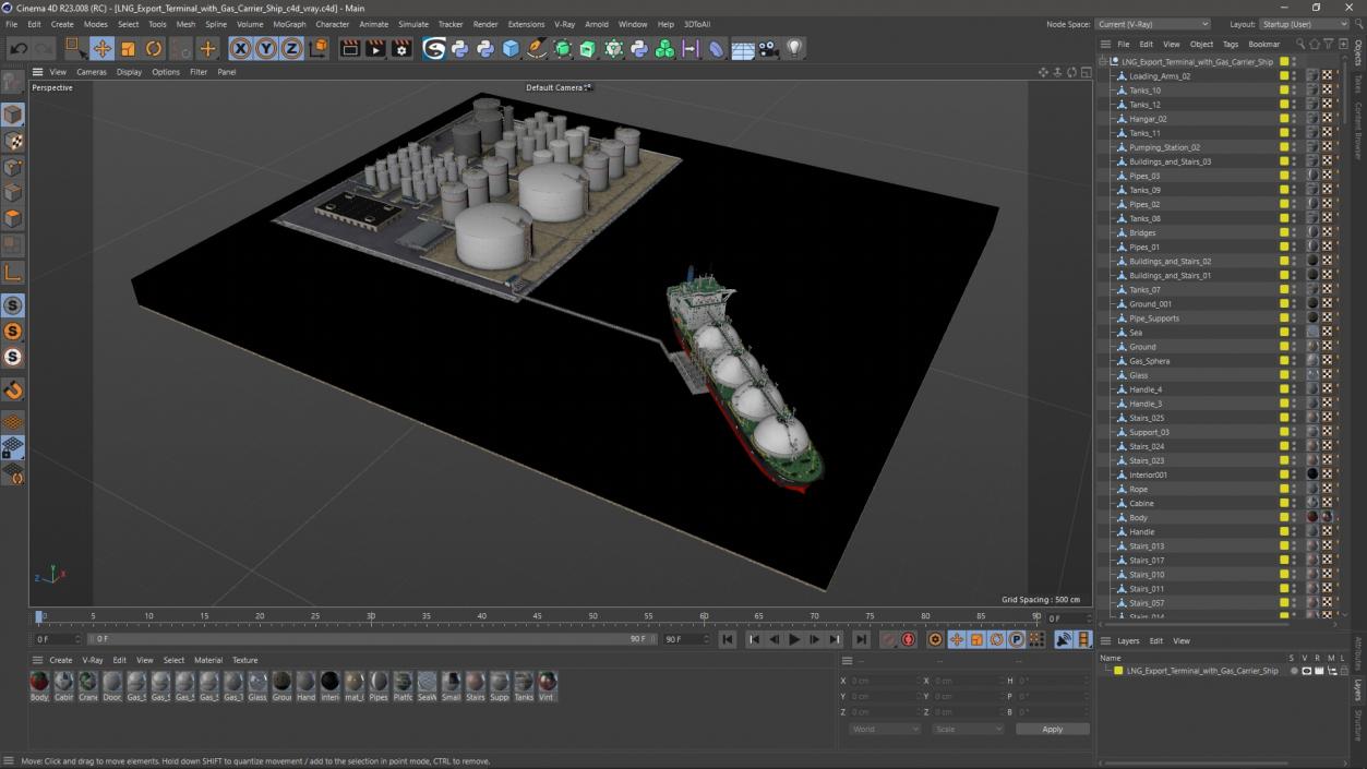 3D LNG Export Terminal with Gas Carrier Ship