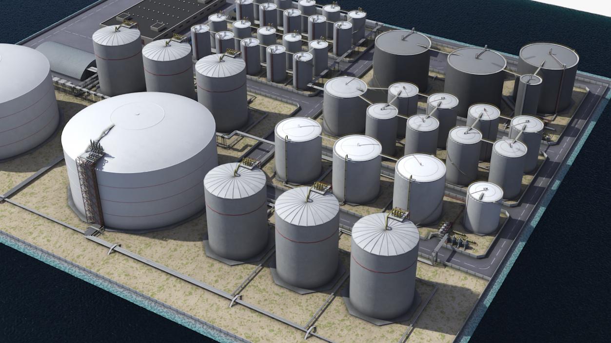 3D LNG Export Terminal with Gas Carrier Ship