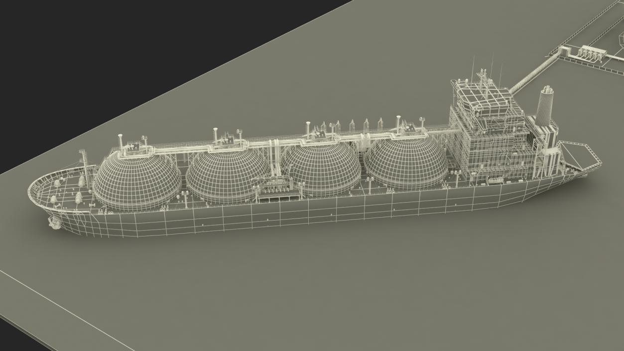 3D LNG Export Terminal with Gas Carrier Ship