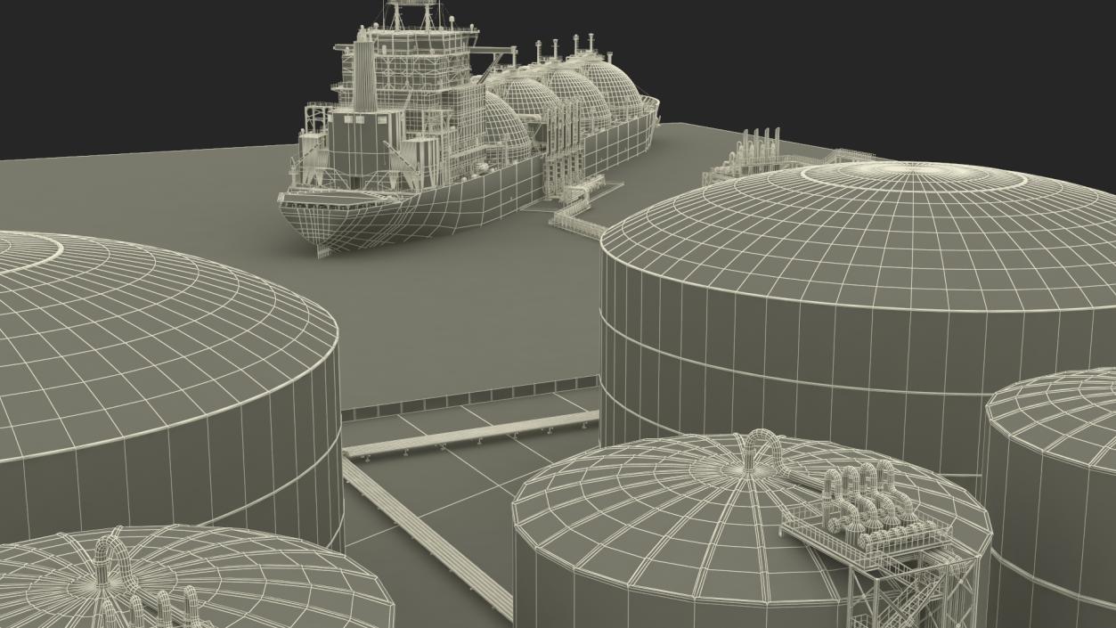 3D LNG Export Terminal with Gas Carrier Ship