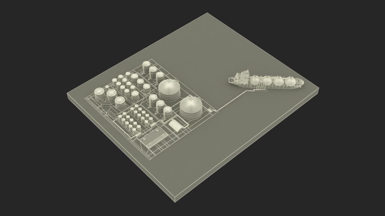 3D LNG Export Terminal with Gas Carrier Ship