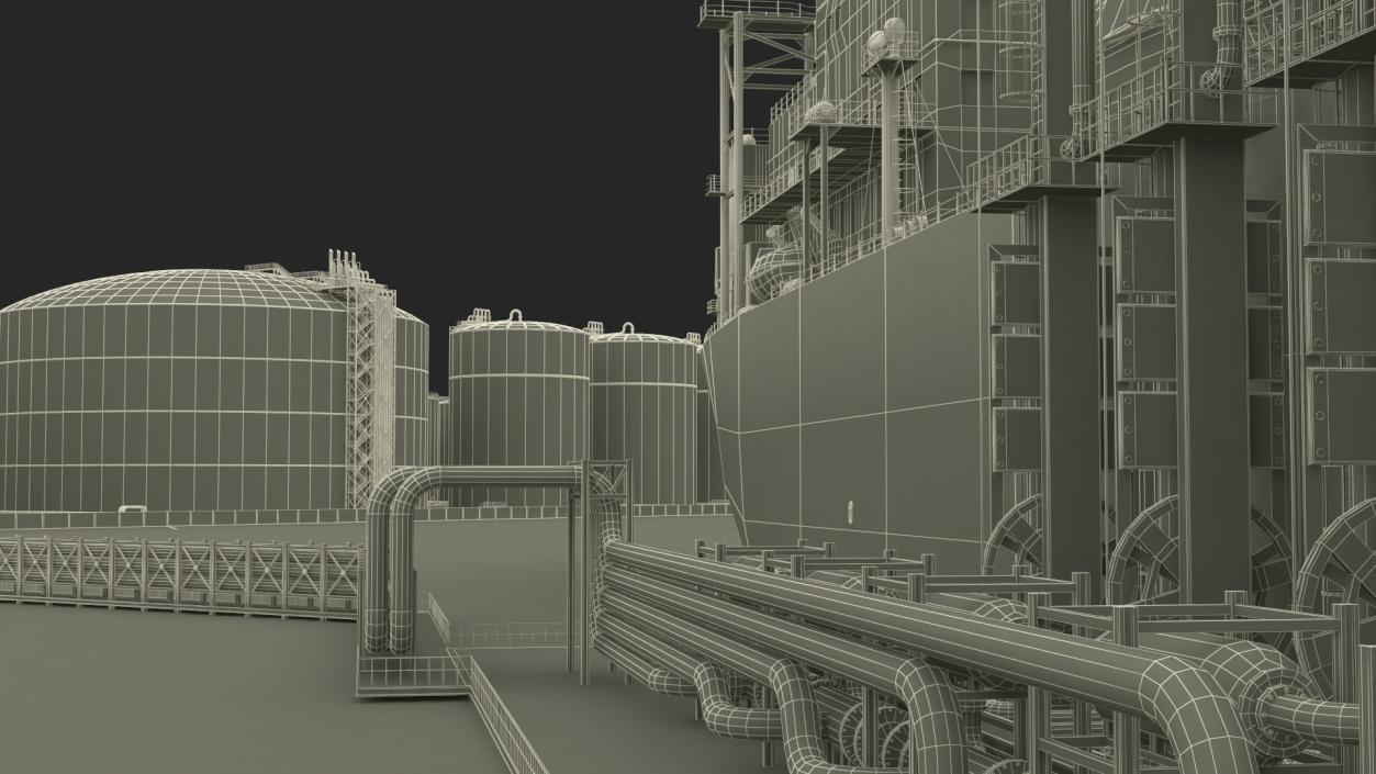 3D LNG Export Terminal with Gas Carrier Ship