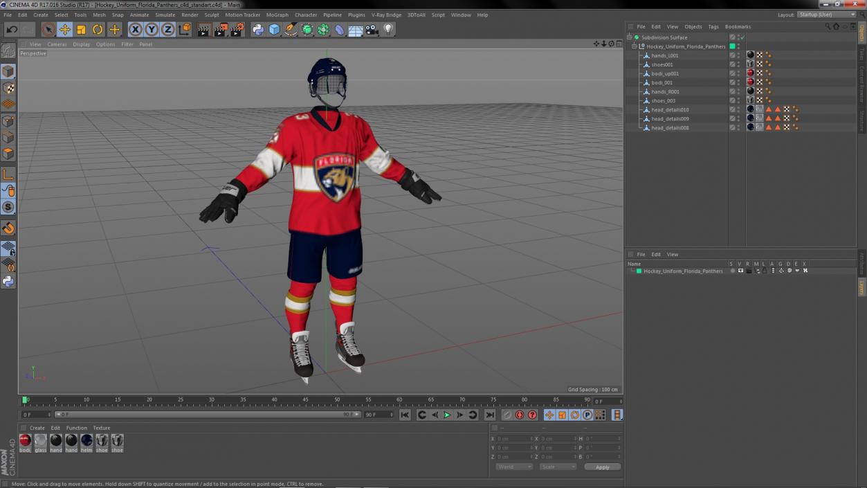 3D Hockey Uniform Florida Panthers