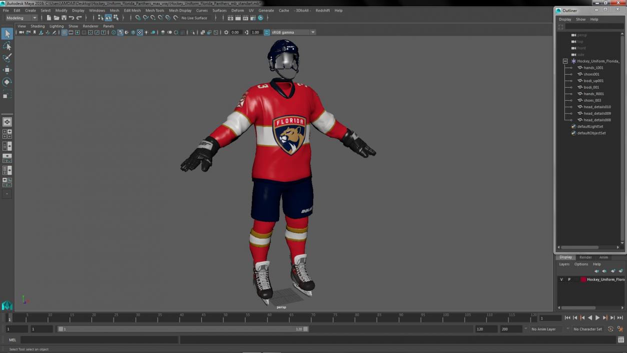 3D Hockey Uniform Florida Panthers