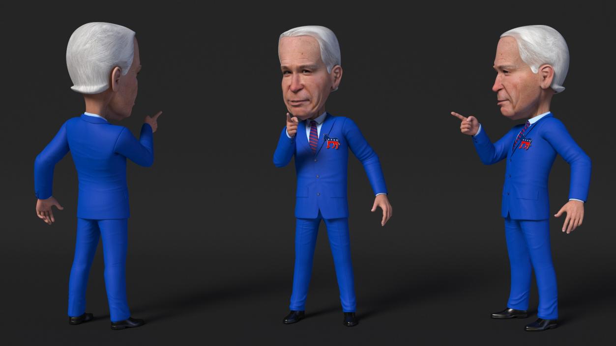 3D Cartoon Joe Biden with Democratic Icon model