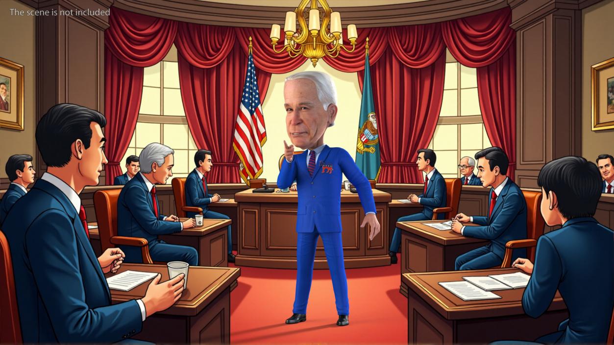 3D Cartoon Joe Biden with Democratic Icon model