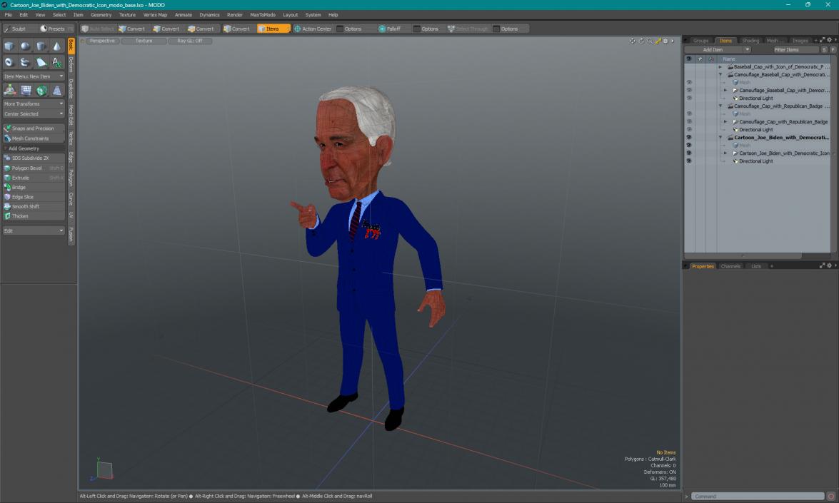 3D Cartoon Joe Biden with Democratic Icon model