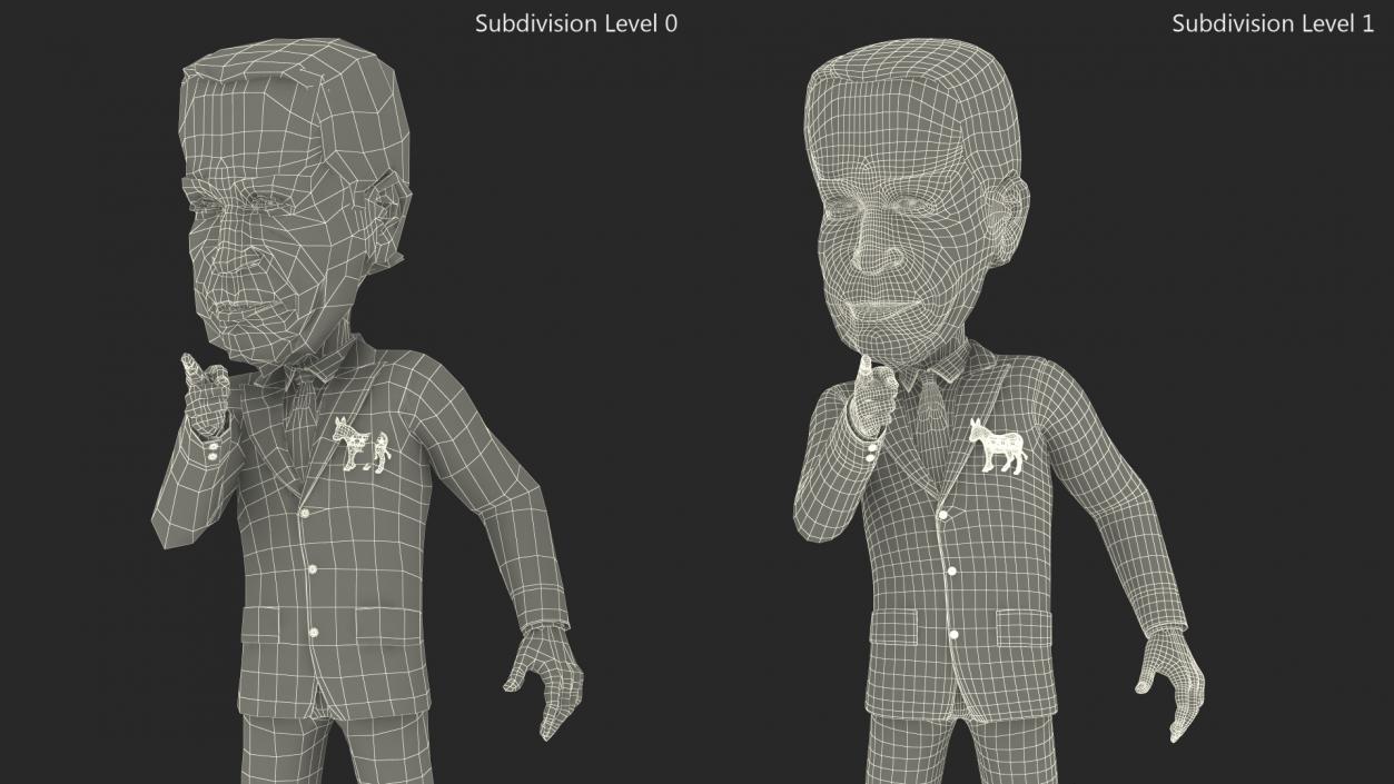 3D Cartoon Joe Biden with Democratic Icon model