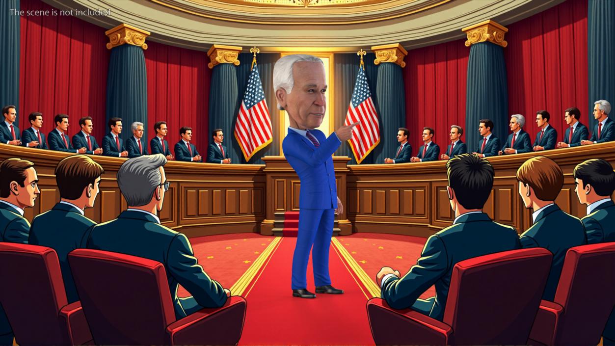 3D Cartoon Joe Biden with Democratic Icon model