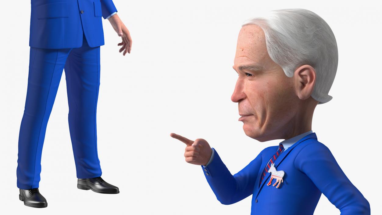 3D Cartoon Joe Biden with Democratic Icon model