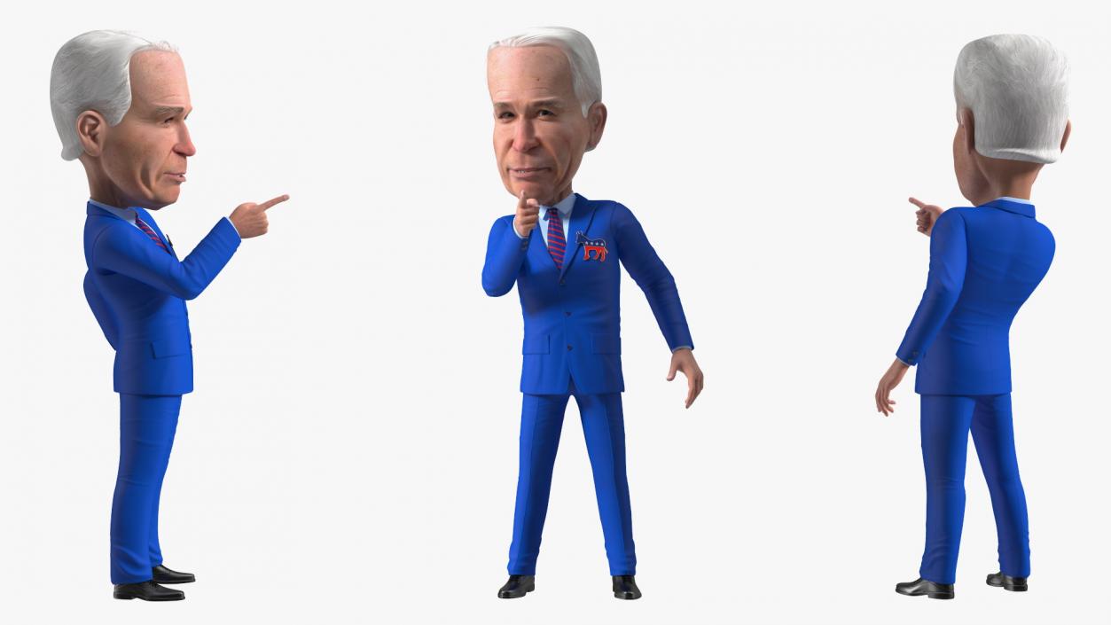 3D Cartoon Joe Biden with Democratic Icon model