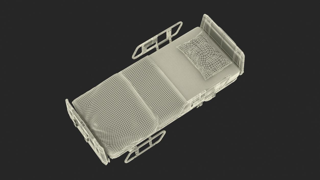 3D Hospital Bed with Adjustable Side Rails Rigged