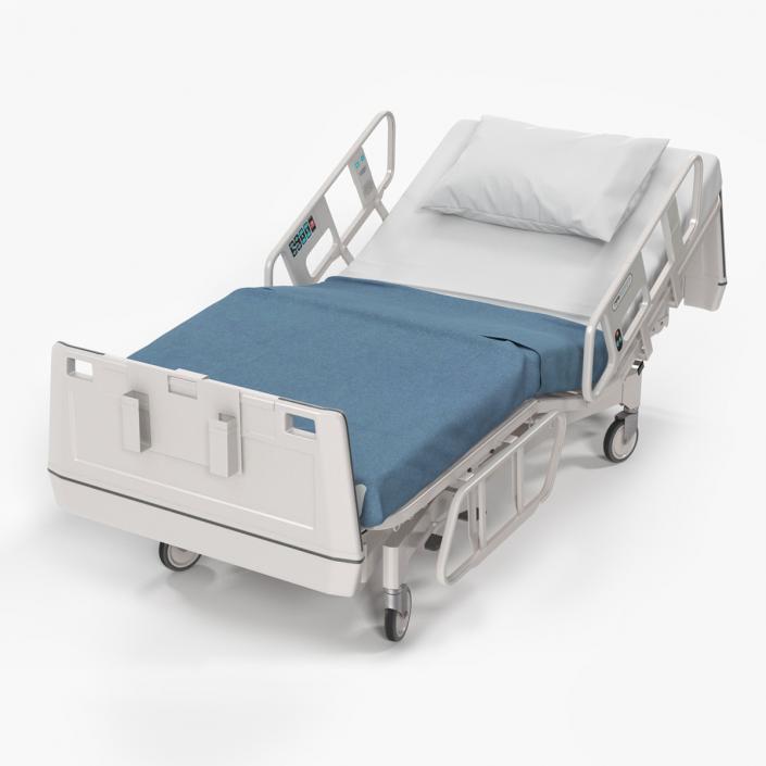 3D Hospital Bed with Adjustable Side Rails Rigged