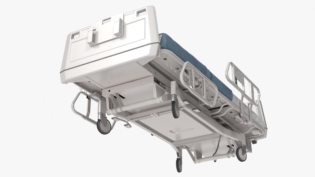 3D Hospital Bed with Adjustable Side Rails Rigged