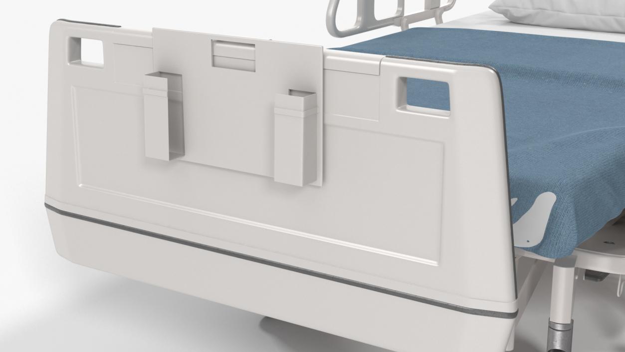 3D Hospital Bed with Adjustable Side Rails Rigged