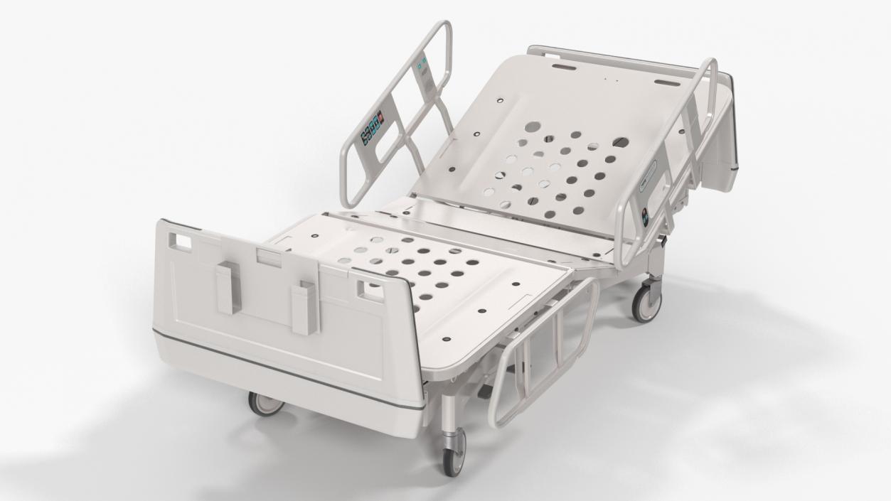 3D Hospital Bed with Adjustable Side Rails Rigged