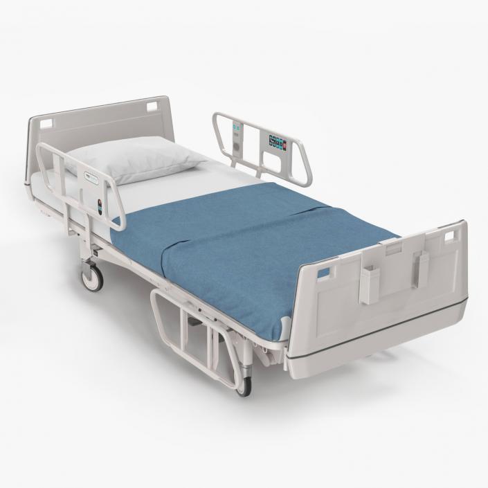 3D Hospital Bed with Adjustable Side Rails Rigged