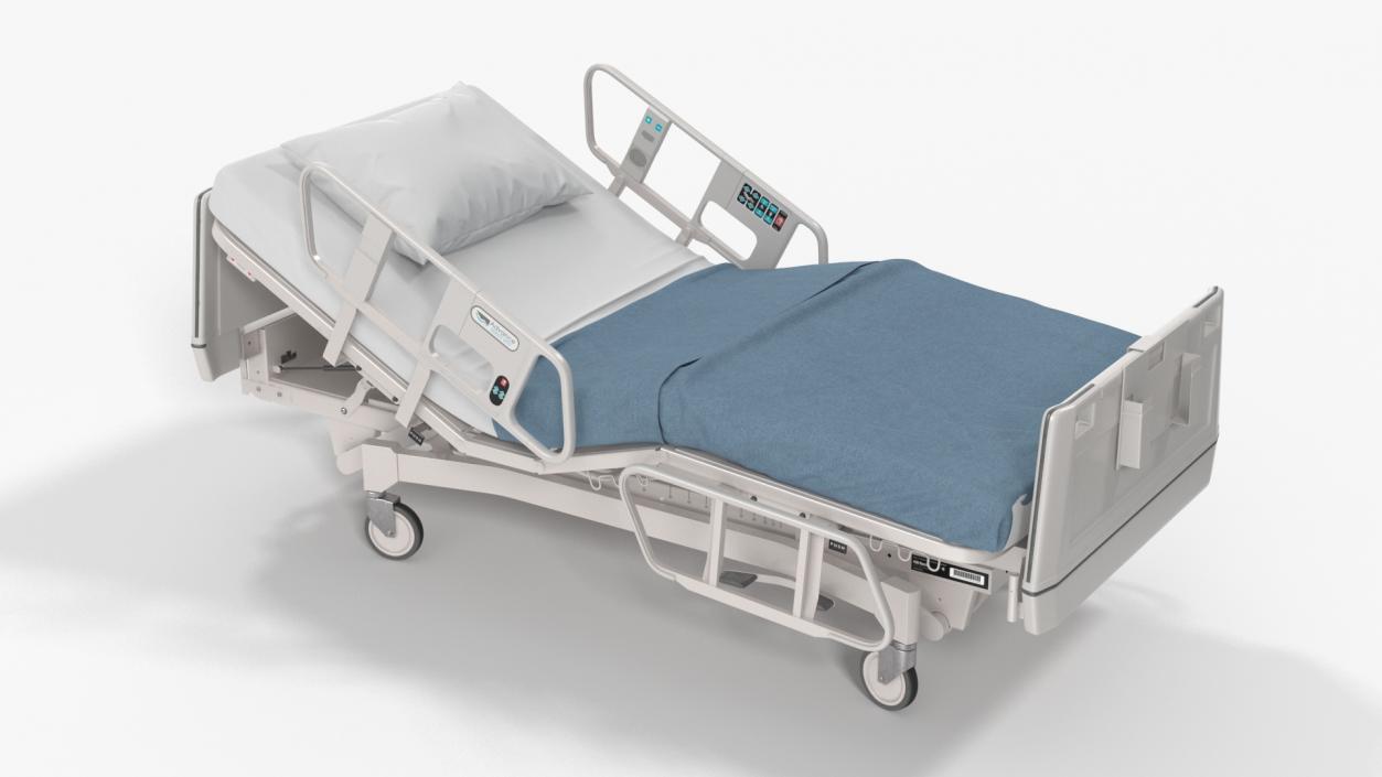 3D Hospital Bed with Adjustable Side Rails Rigged