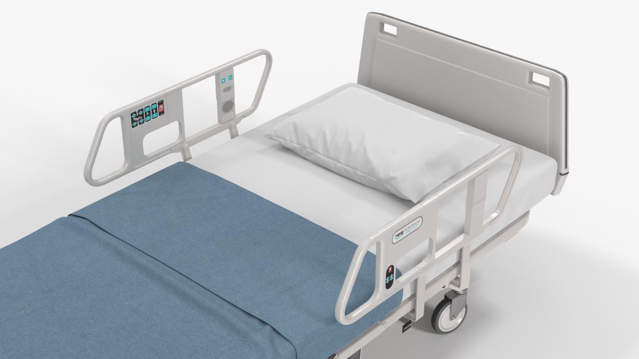 3D Hospital Bed with Adjustable Side Rails Rigged