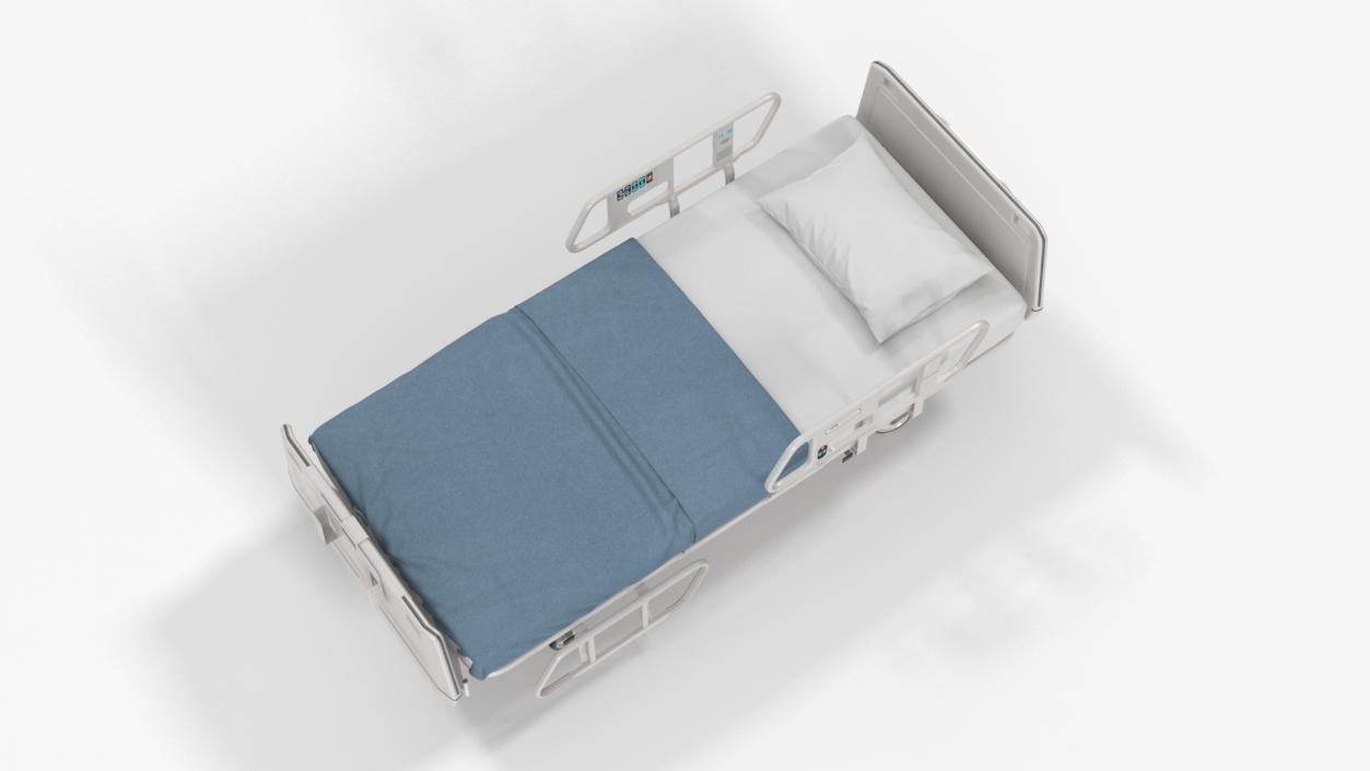 3D Hospital Bed with Adjustable Side Rails Rigged