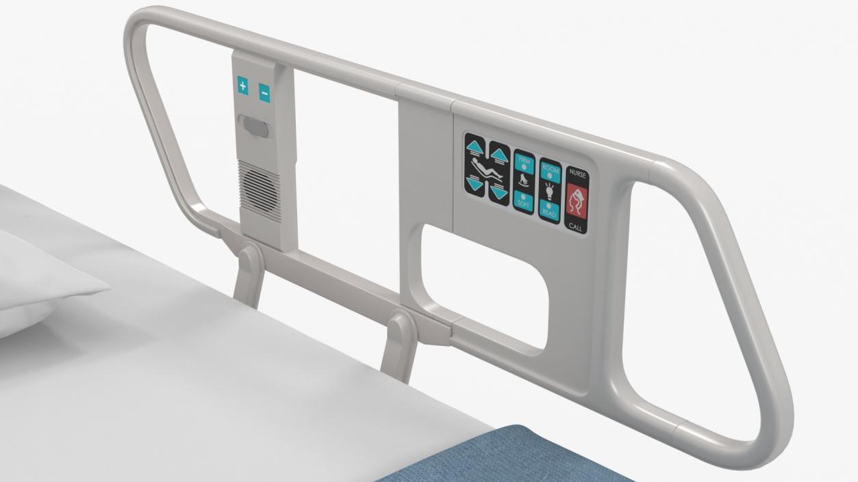 3D Hospital Bed with Adjustable Side Rails Rigged