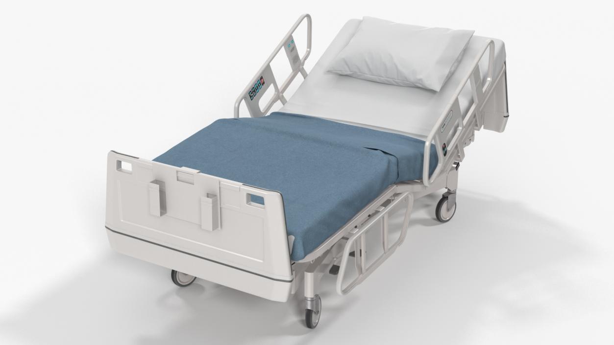 3D Hospital Bed with Adjustable Side Rails Rigged