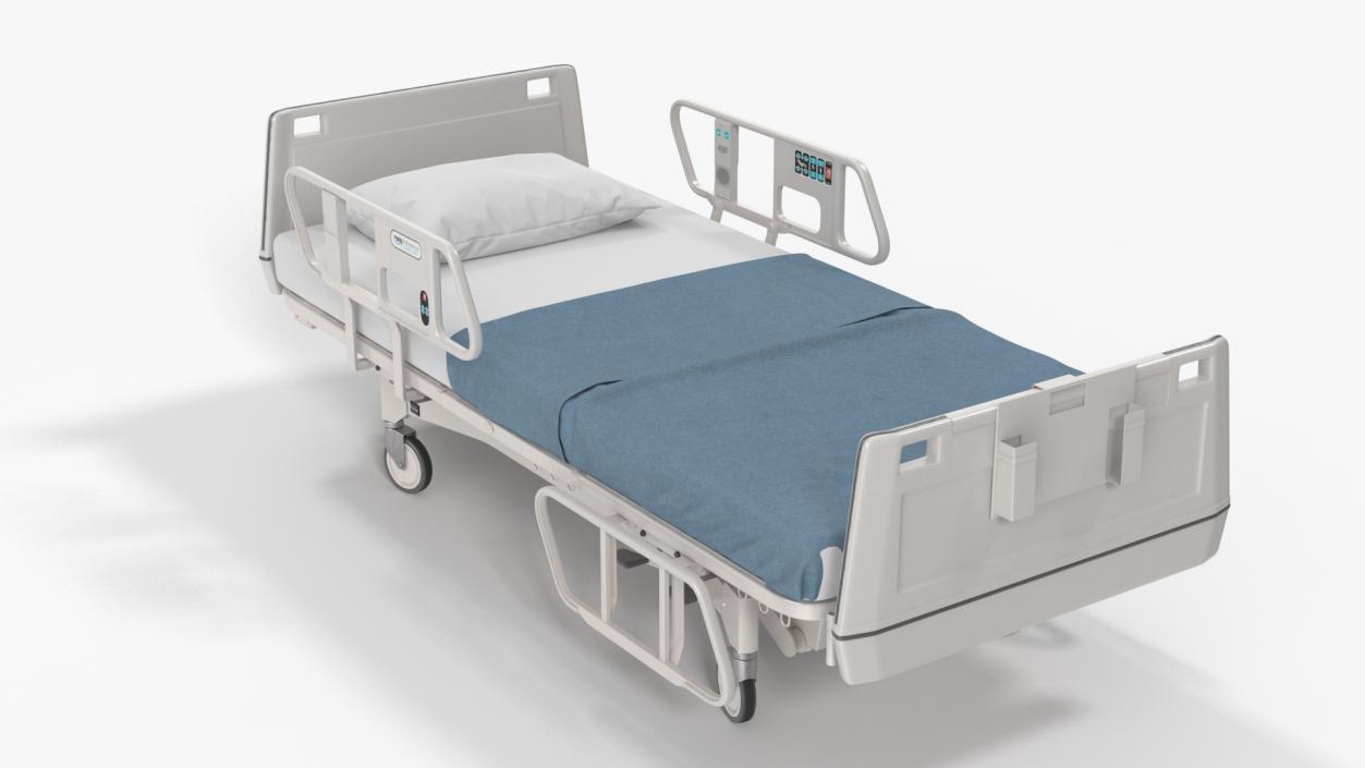 3D Hospital Bed with Adjustable Side Rails Rigged