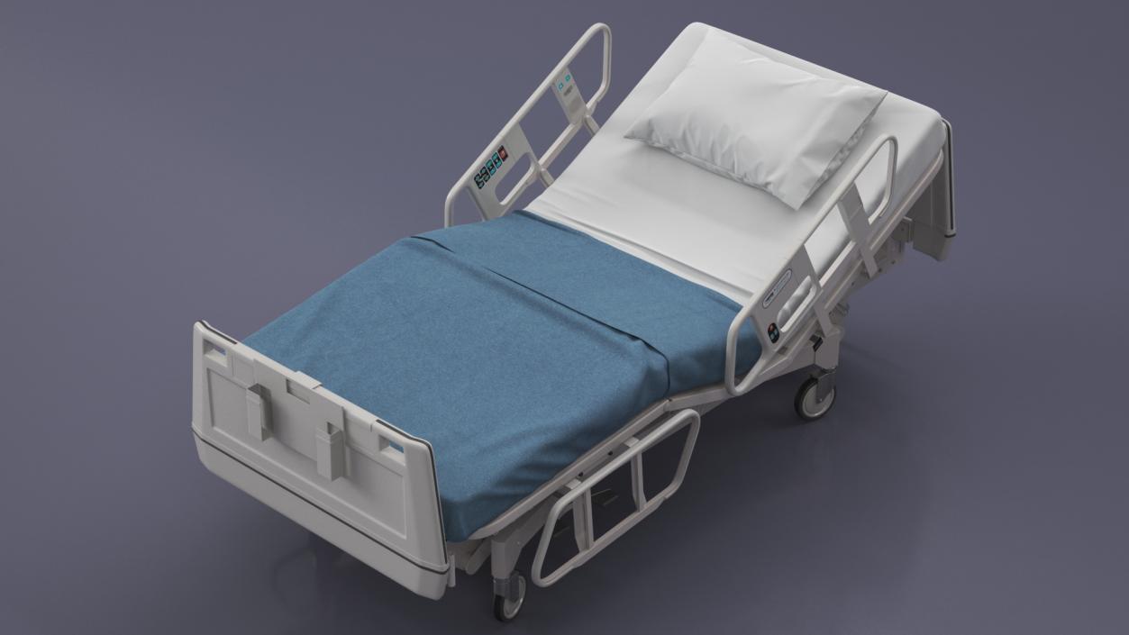 3D Hospital Bed with Adjustable Side Rails Rigged