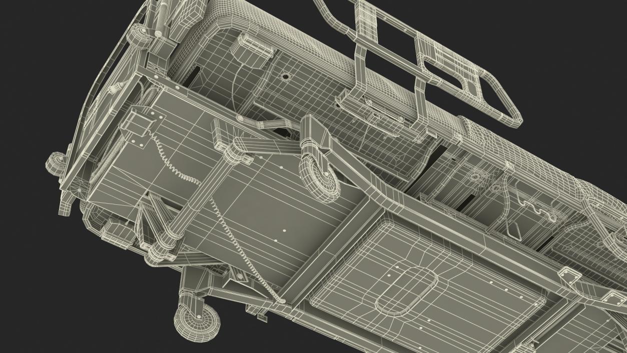 3D Hospital Bed with Adjustable Side Rails Rigged