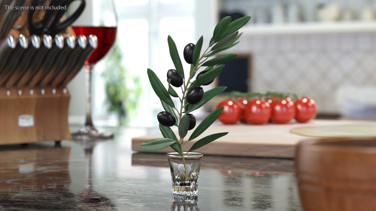 3D model Olive Branch with Black Olives