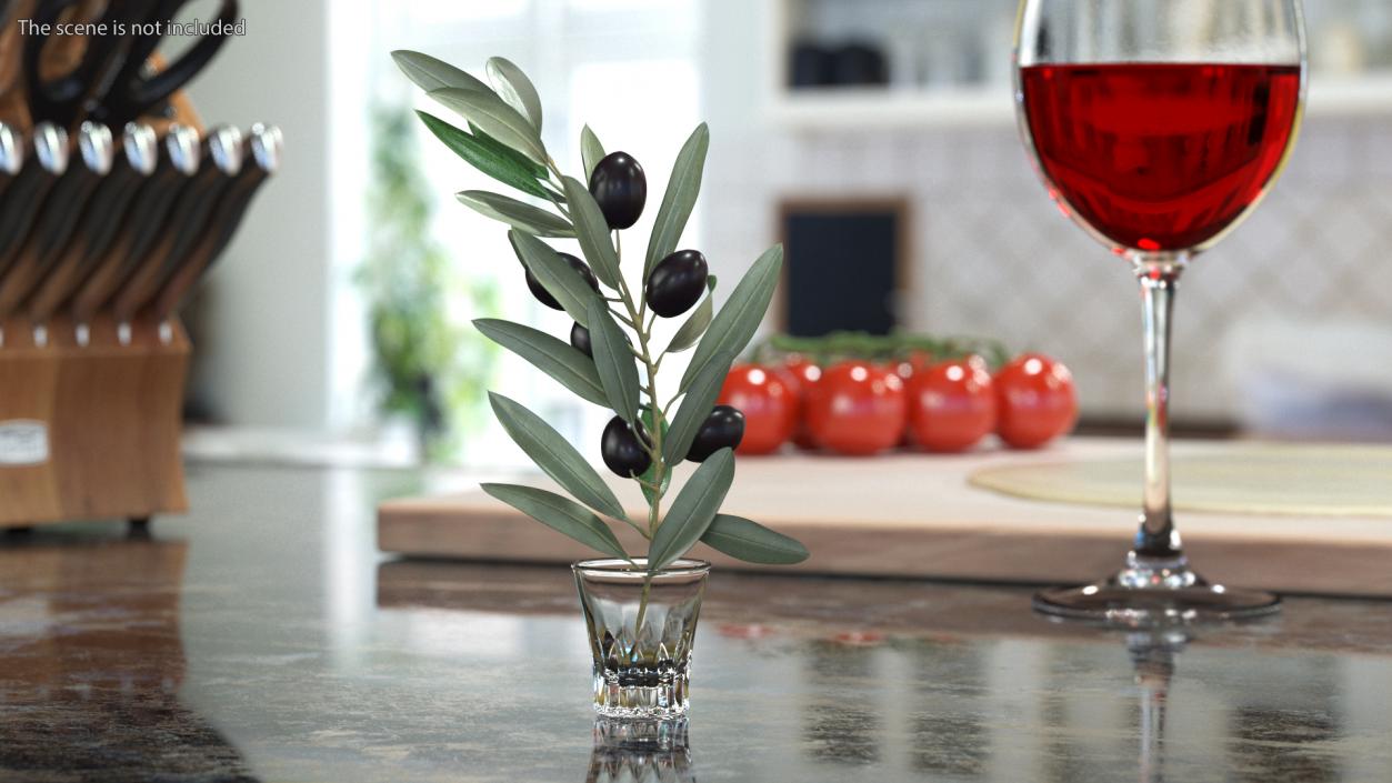 3D model Olive Branch with Black Olives