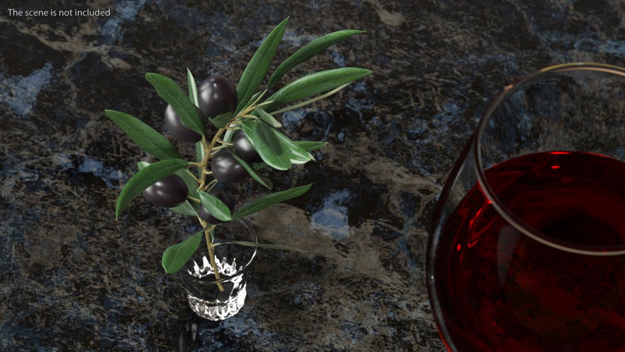 3D model Olive Branch with Black Olives