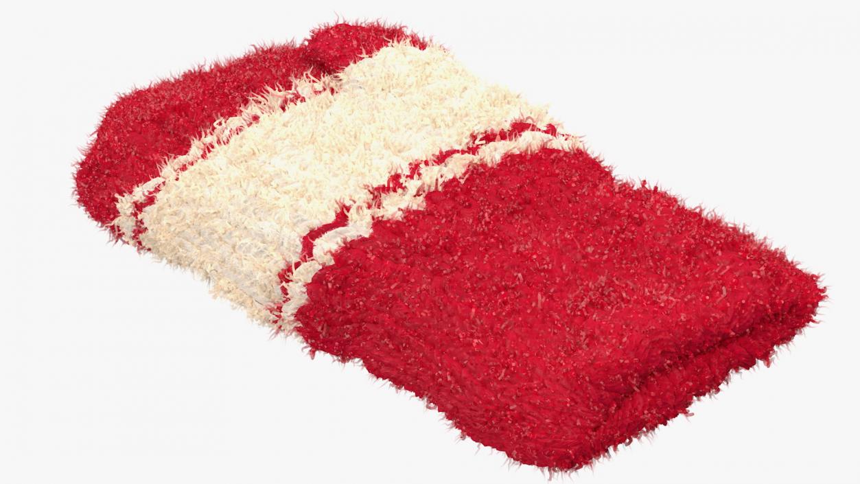 3D Knitted Red Wool Mittens Fur model