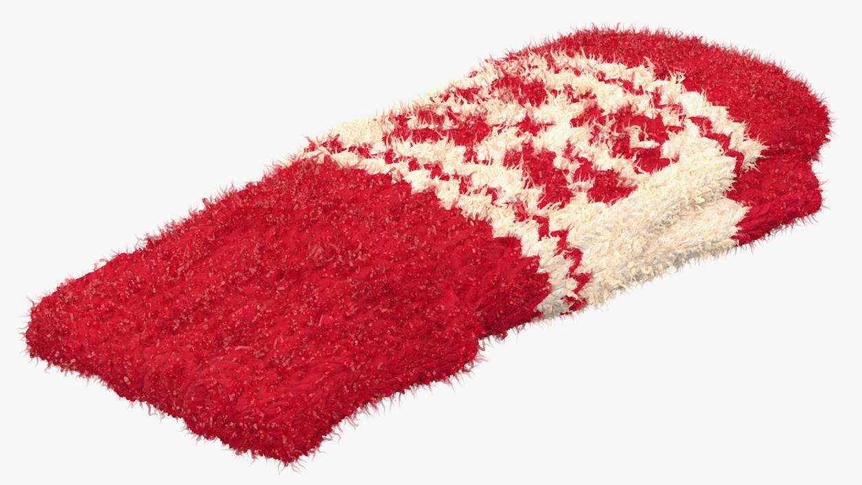 3D Knitted Red Wool Mittens Fur model