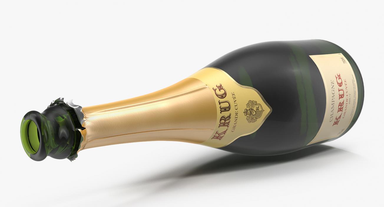 3D Champagne Bottle Krug Opened model