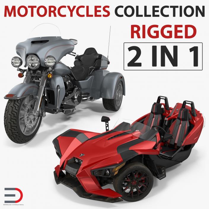 3D model Rigged Trike Motorcycles Collection