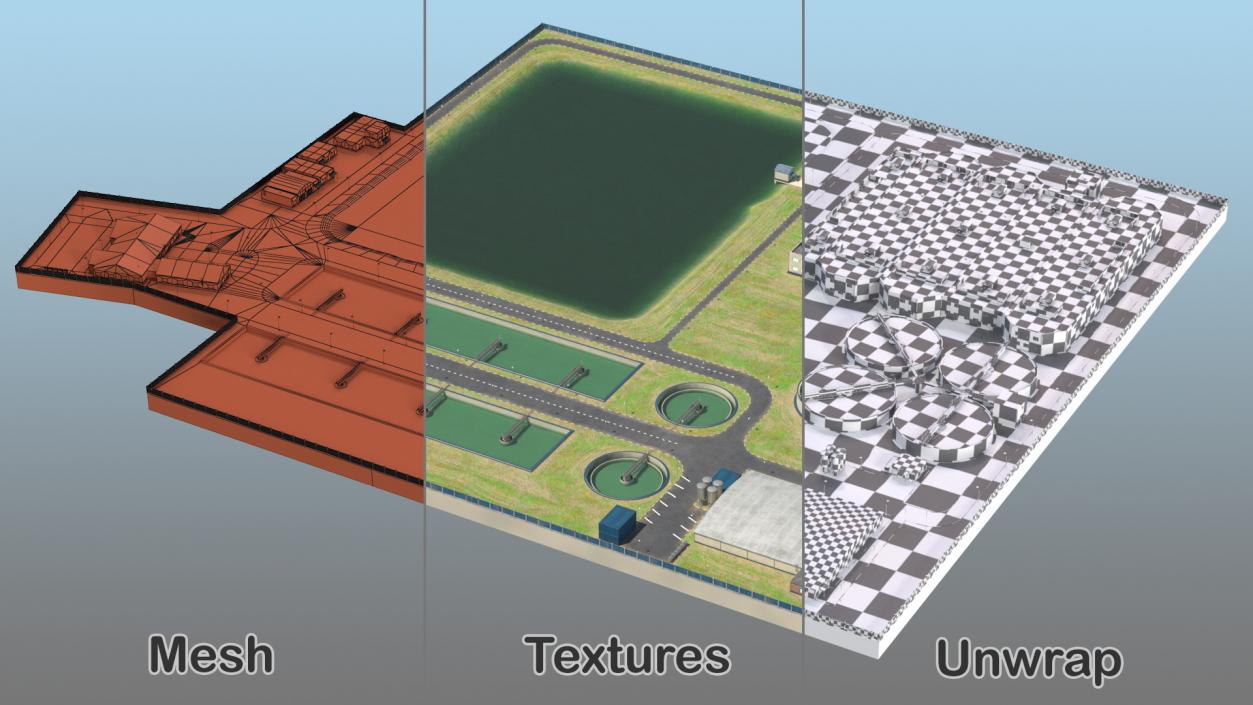 Water Treatment Plant Industrial Structure 3D